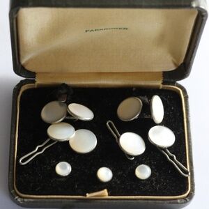 Antique Platinum Clad Cufflinks and Studs Complete 9 piece Set